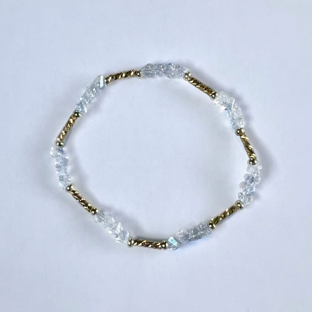 Crystal Beaded Bracelet | Handmade Gold Accent Stretch